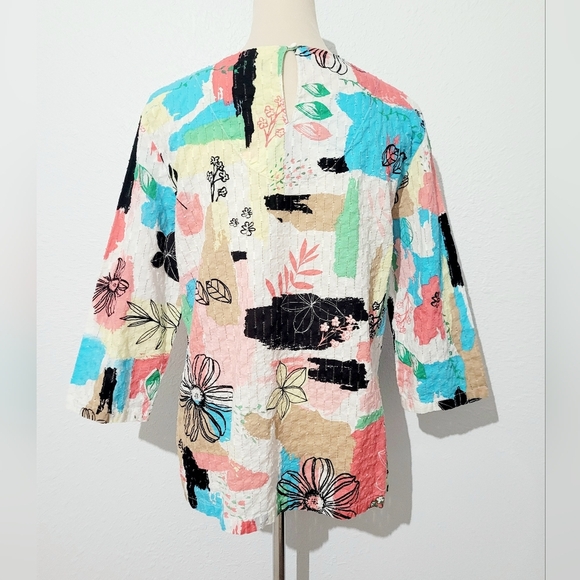 Alfred Dunner Women's Tunic Blouse Size 12 100% Cotton Vibrant Abstract Floral - Picture 4 of 11